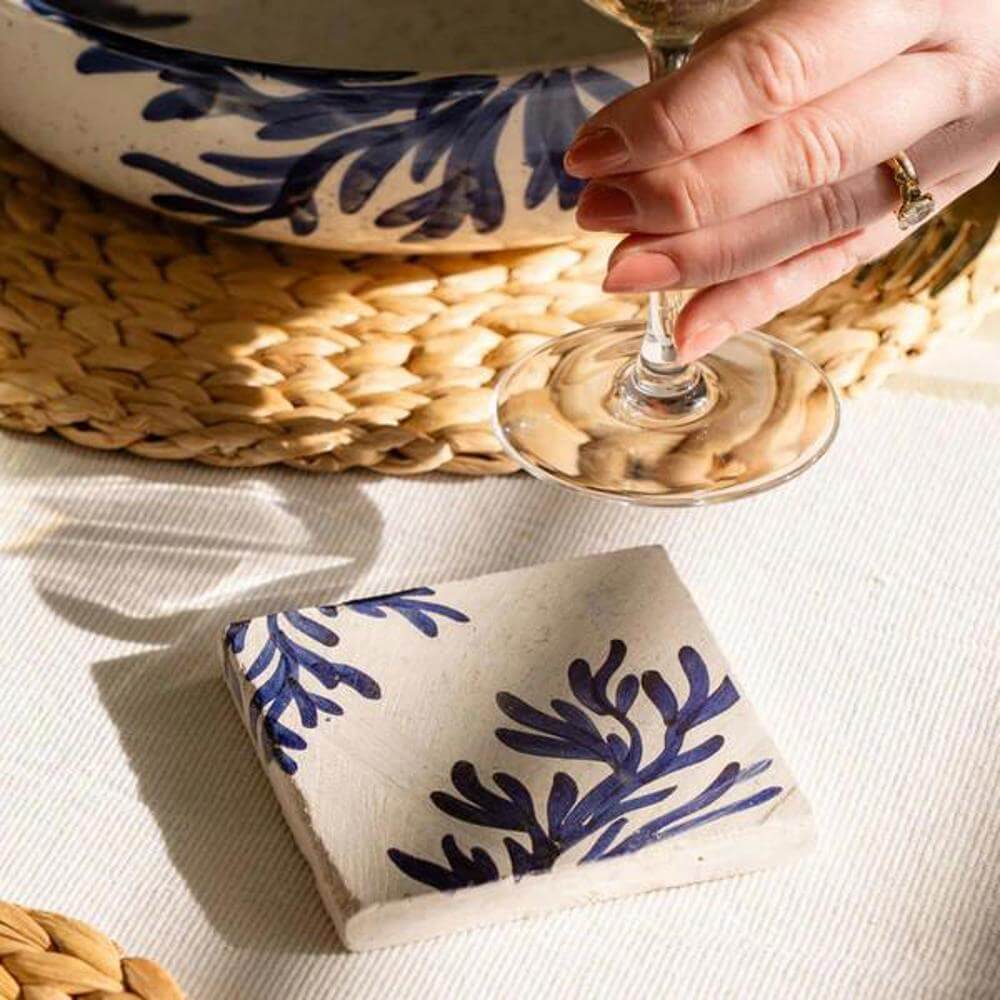 Selbrae House Single Stone Coaster Blue Coral